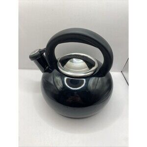 Circulon Whistling Tea Kettle Black Enamel Finish 1.5 Quarts (6 Cups)